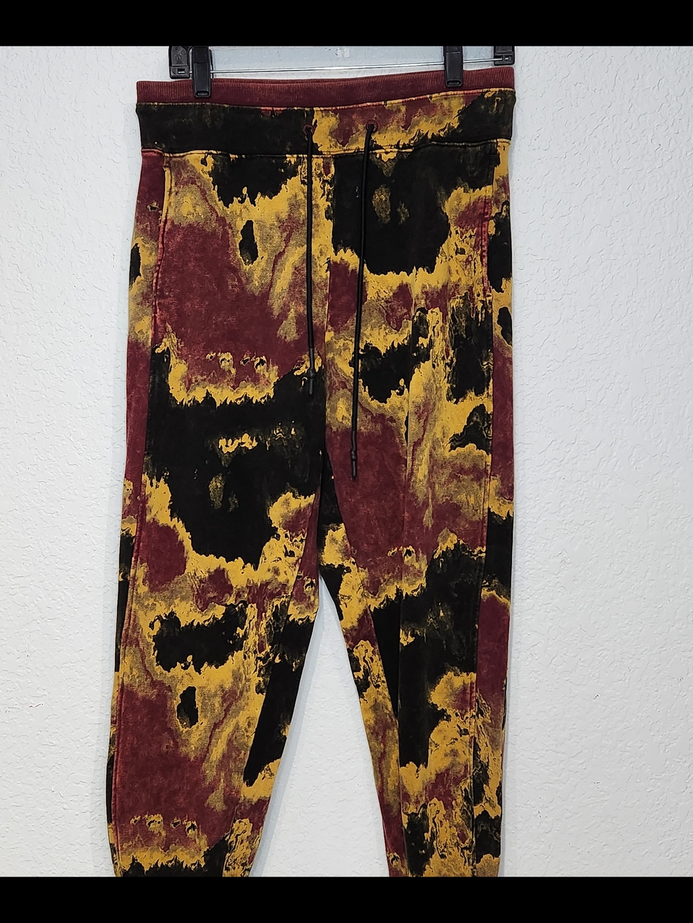 JoyLab Maroon, Black & Mustard Tie-Dye Jogger Pants